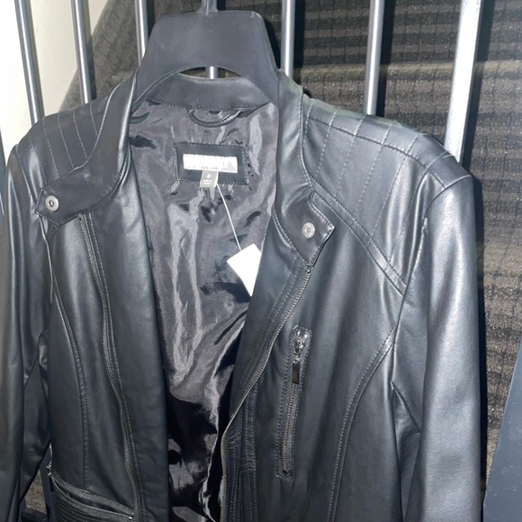 Black Leather jacket Lightweight, never worn, fake leather, silk inside - Picture 2 of 5